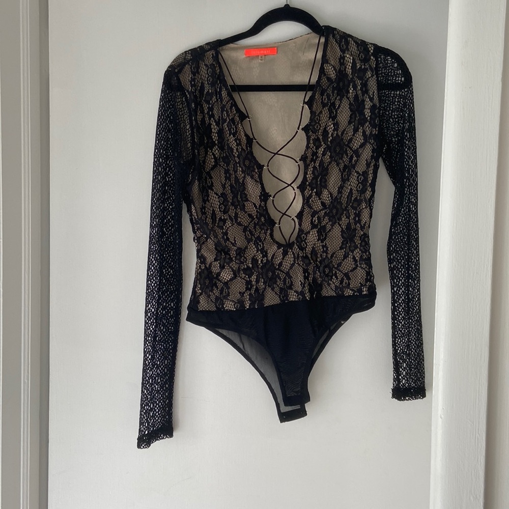 black lace body suit